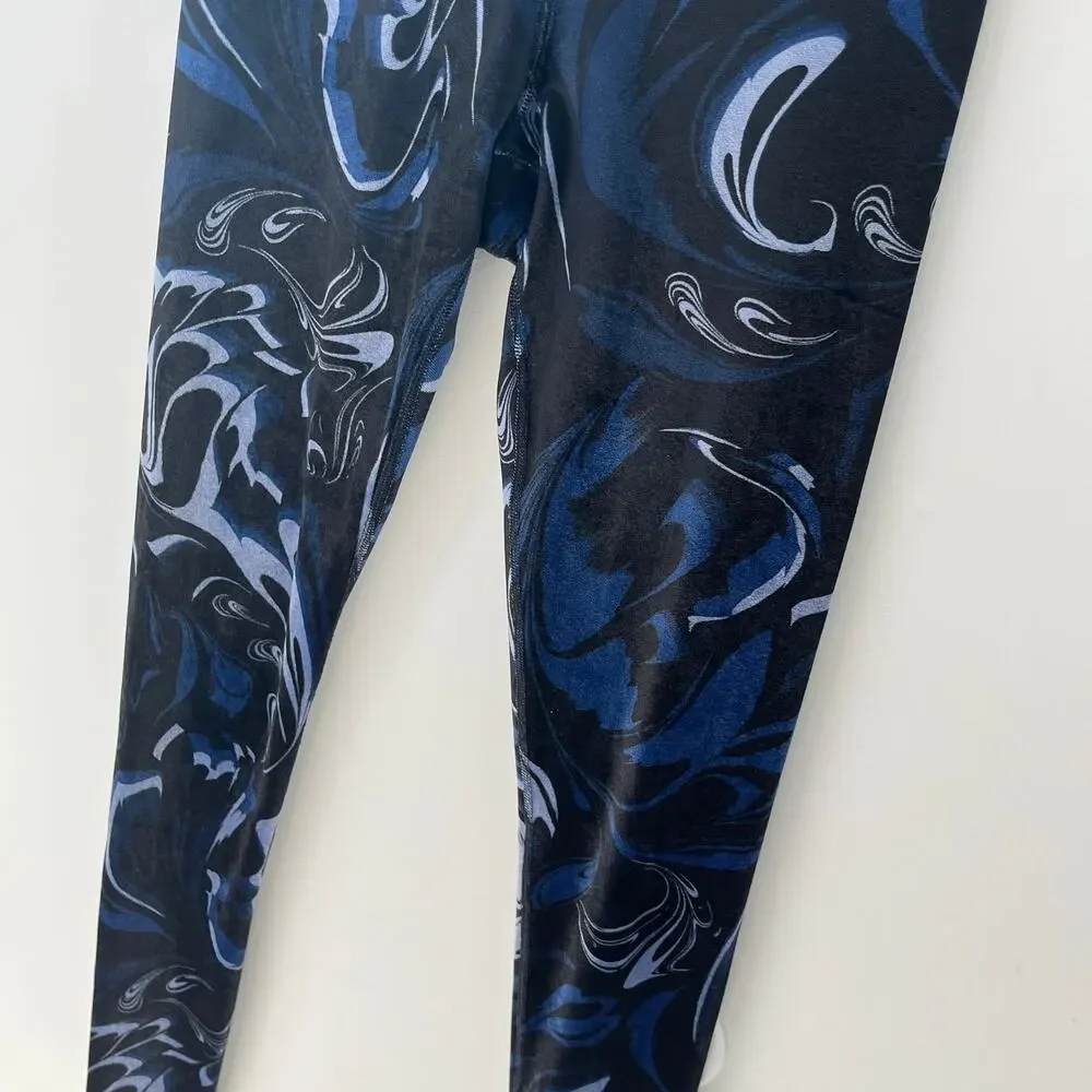 Athleta Elation Blue Velvet Print Leggings Size XXS